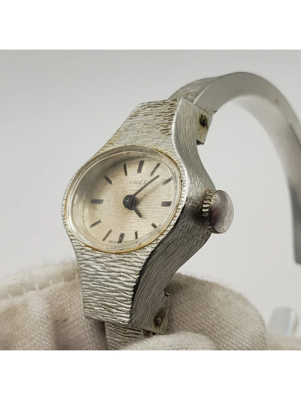 Vintage Timex Mechanical Cuff Band Watch Women For Parts Or Repair